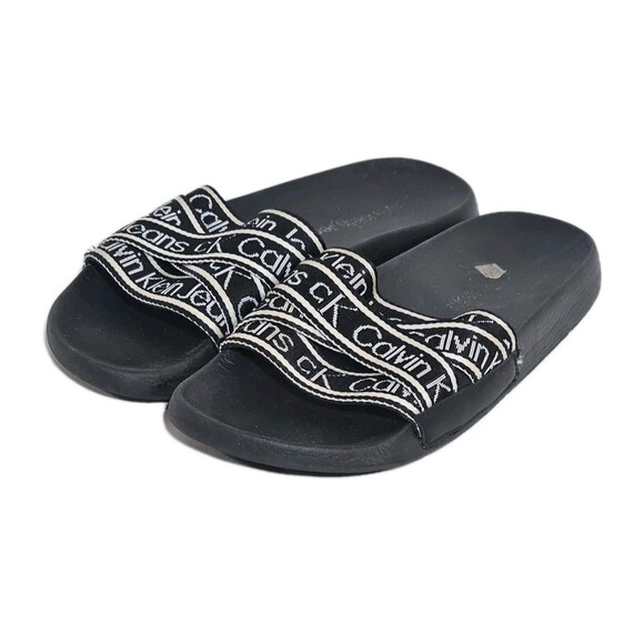 Calvin Klein Sandals Atwyn Women's Sz 8m Black/White Slip On - Picture 2 of 9